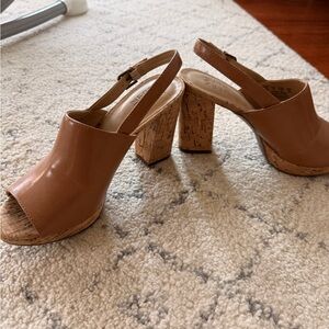 Women's Naturalizer Tan Cork Block Heel Slingback Sandals
